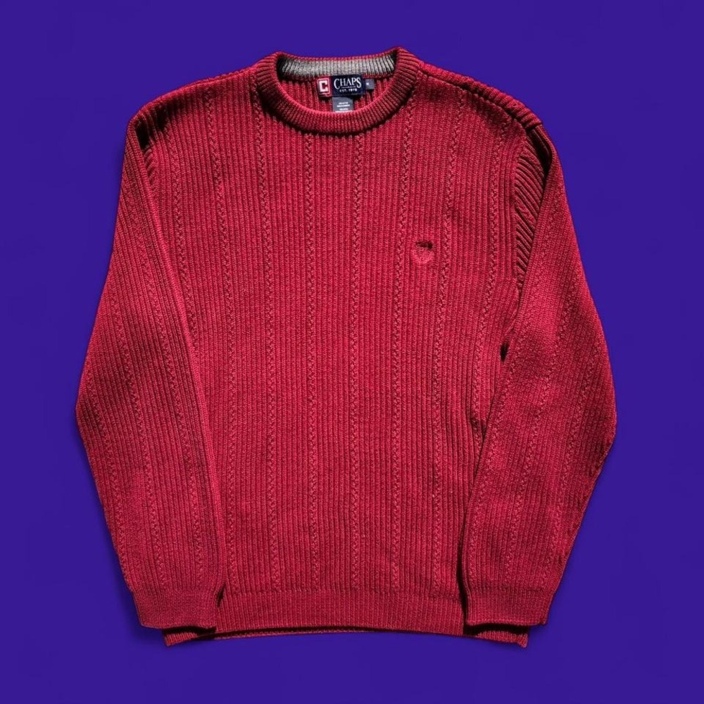 Y2K Chaps Cable Knit Sweater Red Great Old Money Fit